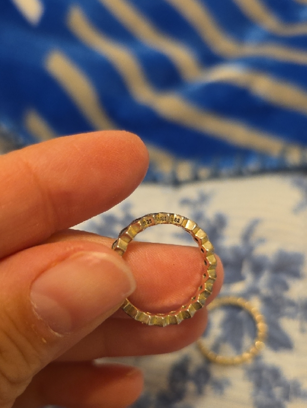 Pandora Size 52 Sterling-Style Silver Diamond-Shape Stack Ring - Picture 2 of 4